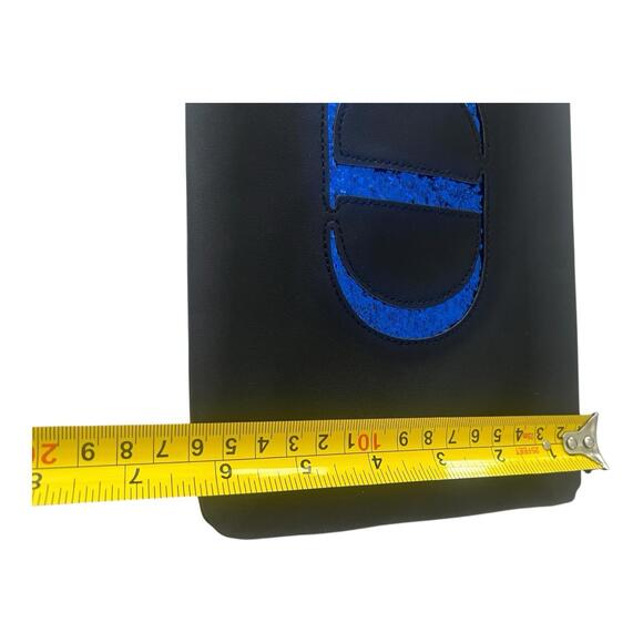 Christian Dior Black Beauty Bag Blue Shimmer Logo Clutch - Picture 5 of 6